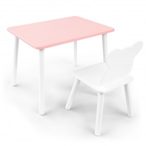 Детский комплект стол и стул «Мишка» Rolti Baby (розовый/белый, массив березы/мдф) в Новоуральске - novouralsk.ok-mebel.com | фото