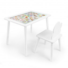 Детский комплект стол и стул Облачко Rolti Baby с накладкой Алфавит (белая столешница/белое сиденье/белые ножки) в Новоуральске - novouralsk.ok-mebel.com | фото