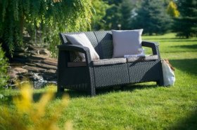 Диван пластиковый Корфу (Corfu love seat) графит в Новоуральске - novouralsk.ok-mebel.com | фото 2