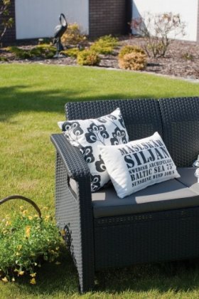 Диван пластиковый Корфу (Corfu love seat) графит в Новоуральске - novouralsk.ok-mebel.com | фото 3
