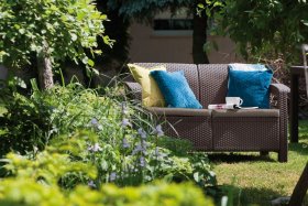 Диван пластиковый Корфу (Corfu love seat) коричневый - серо-бежевый* в Новоуральске - novouralsk.ok-mebel.com | фото 4