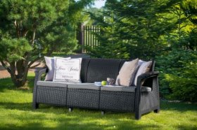 Диван пластиковый Корфу Макс (Corfu love seat max) графит в Новоуральске - novouralsk.ok-mebel.com | фото 2
