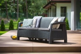 Диван пластиковый Корфу Макс (Corfu love seat max) графит в Новоуральске - novouralsk.ok-mebel.com | фото 3