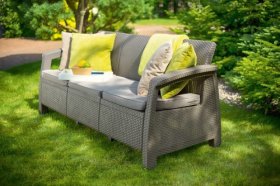 Диван пластиковый Корфу Макс (Corfu love seat max) капучино - песок в Новоуральске - novouralsk.ok-mebel.com | фото 4