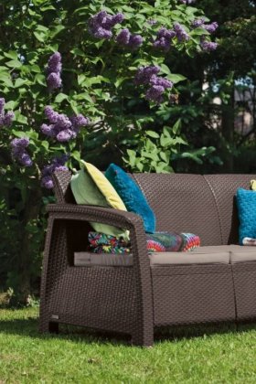 Диван пластиковый Корфу Макс (Corfu love seat max) коричневый в Новоуральске - novouralsk.ok-mebel.com | фото 2