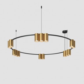 DK4067-BK+SG Подвесной светильник ORBIT, IP20, 15xGU10 LED, до 15 Вт, черный + сатинированное золото, алюминий в Новоуральске - novouralsk.ok-mebel.com | фото