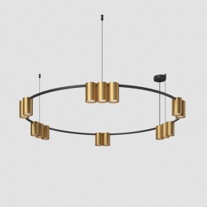 DK4067-BK+SG Подвесной светильник ORBIT, IP20, 15xGU10 LED, до 15 Вт, черный + сатинированное золото, алюминий в Новоуральске - novouralsk.ok-mebel.com | фото 2
