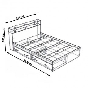 Камелия Кровать с ящиками 0900, цвет дуб сонома, ШхГхВ 93,5х217х78,2 см., сп.м. 900х2000 мм., без матраса, основание есть в Новоуральске - novouralsk.ok-mebel.com | фото 6