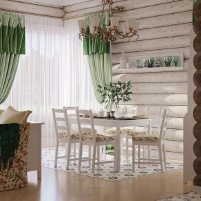 Комлект Вествик обеденный стол и четыре стула, массив сосны, цвет белый в Новоуральске - novouralsk.ok-mebel.com | фото