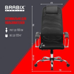 Кресло BRABIX PREMIUM "Ultimate EX-800" хром, плотная двойная сетка Х2, черное, 532911 в Новоуральске - novouralsk.ok-mebel.com | фото 6