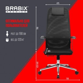 Кресло BRABIX PREMIUM "Ultimate EX-801" хром, плотная двойная сетка Х2, черное, 532917 в Новоуральске - novouralsk.ok-mebel.com | фото 7