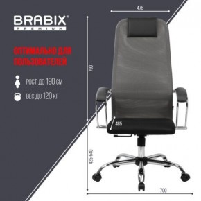Кресло офисное BRABIX PREMIUM "Ultimate EX-800" хром, плотная двойная сетка Х2, черное/серое, 532912 в Новоуральске - novouralsk.ok-mebel.com | фото 3