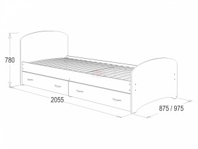 Кровать-6 одинарная с 2-мя ящиками (800*2000) в Новоуральске - novouralsk.ok-mebel.com | фото 2