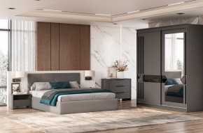 Кровать двойная №4 с основанием (Серый) в Новоуральске - novouralsk.ok-mebel.com | фото 3