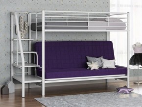 Кровать двухъярусная с диваном "Мадлен-3" (Белый/Фиолетовы) в Новоуральске - novouralsk.ok-mebel.com | фото