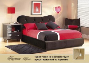 Кровать Феодосия 1400 со стразами в ткани "Конфетти кофе" (коричневый) серия Норма, основание, ПМ, дно ЛДСП в Новоуральске - novouralsk.ok-mebel.com | фото