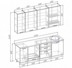 Кухонный гарнитур Антрацит 2200 (Стол. 26мм) в Новоуральске - novouralsk.ok-mebel.com | фото 3