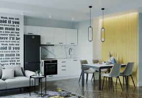 Кухонный гарнитур Белый Глянец 2550 (Стол. 38мм) в Новоуральске - novouralsk.ok-mebel.com | фото