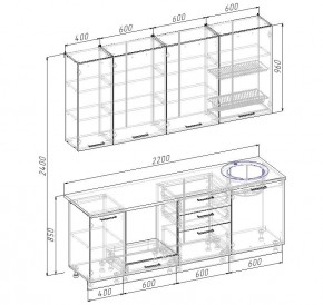 Кухонный гарнитур Капри 2200 h950 (Стол. 38мм) в Новоуральске - novouralsk.ok-mebel.com | фото 2