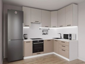 Кухонный гарнитур угловой Каппучино 2200*1600 h 950 (Стол. 38мм) в Новоуральске - novouralsk.ok-mebel.com | фото