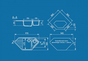 Мойка кухонная ULGRAN U-409 (970*500) в Новоуральске - novouralsk.ok-mebel.com | фото 2
