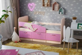 Кровать Дельфин 1,6 (Белый/Ламарти розовый) в Новоуральске - novouralsk.ok-mebel.com | фото 2