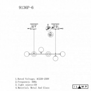 Подвесная люстра iLamp Golden 9136P/6 BK-WH в Новоуральске - novouralsk.ok-mebel.com | фото 3