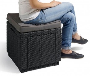 Пуфик Куб с подушкой (Cube with cushion) коричневый - серо-бежевый* в Новоуральске - novouralsk.ok-mebel.com | фото 2