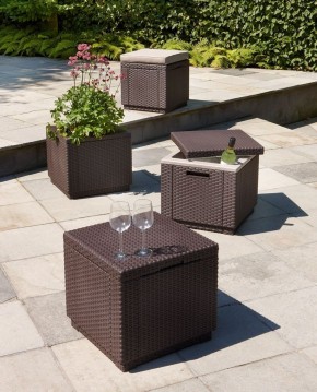 Пуфик Куб с подушкой (Cube with cushion) коричневый - серо-бежевый* в Новоуральске - novouralsk.ok-mebel.com | фото 3