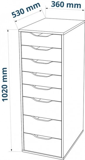 S01415 Ингар 8 комод 36x102x53, серо-бирюзовый в Новоуральске - novouralsk.ok-mebel.com | фото