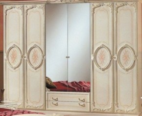 Шкаф 6-и дверный с зеркалами (01.146) Роза (беж) в Новоуральске - novouralsk.ok-mebel.com | фото