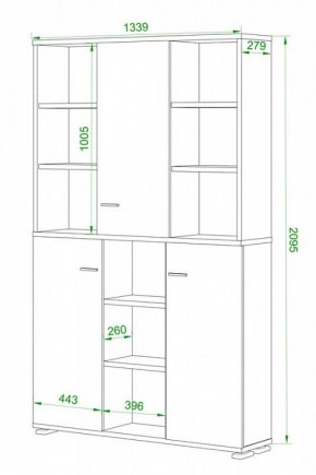Шкаф книжный Домино ПУ-40-3 в Новоуральске - novouralsk.ok-mebel.com | фото 2