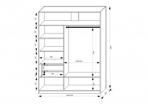 Шкаф-купе 1700 серии NEW CLASSIC K2+K2+B2+PL2(2 ящика+1 штанга+1 полка) профиль «Капучино» в Новоуральске - novouralsk.ok-mebel.com | фото 3