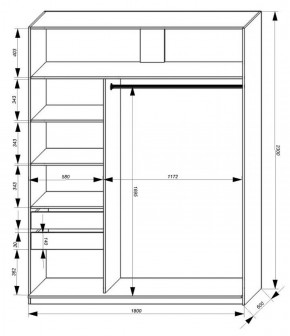 Шкаф-купе 1800 серии SOFT D1+D3+B2+PL1 (2 ящика+1штанга) профиль «Графит» в Новоуральске - novouralsk.ok-mebel.com | фото 3