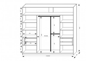 Шкаф-купе 2150 серии NEW CLASSIC K4+K4+K4+B22+PL4(по 2 ящика лев/прав+F обр.штанга) профиль «Капучино» в Новоуральске - novouralsk.ok-mebel.com | фото 3