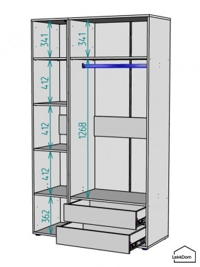 Шкаф Linnea MHR-3-2 2050х1200х510 (ДВ-М 11.1.25) в Новоуральске - novouralsk.ok-mebel.com | фото 3