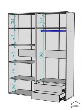Шкаф Linnea MHR-4PO-2 2050х1600х510 (Белый-М 11.1.1) в Новоуральске - novouralsk.ok-mebel.com | фото 3