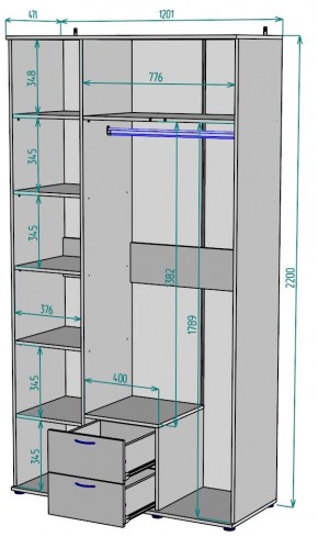 Шкаф Ольга H54 в Новоуральске - novouralsk.ok-mebel.com | фото 2