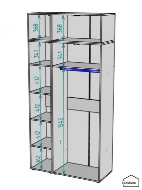 Шкаф с антресолью Linnea MHR-3A-1 2450х1200х510 (ДВ-М 11.1.25) в Новоуральске - novouralsk.ok-mebel.com | фото 3