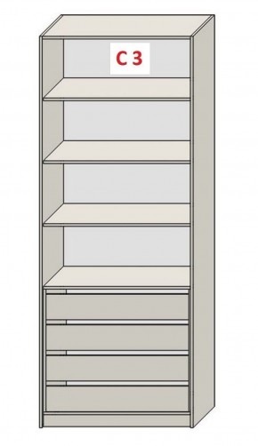Шкаф СТАНДАРТ С3 4 ящика серия "ГЕСТИЯ" (Бело-серый/Дуб Небраска натуральный ) 800*520*2300 в Новоуральске - novouralsk.ok-mebel.com | фото 2