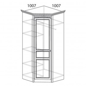 Шкаф угловой №183 "Лючия" Фасад зеркало (Угол 1007*1007) Дуб оксфорд в Новоуральске - novouralsk.ok-mebel.com | фото 2