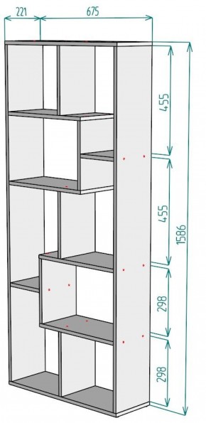 Стеллаж S8 1586х675х221 в Новоуральске - novouralsk.ok-mebel.com | фото 2