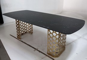 Стол CHIAVARI 220 KL-116 Черный мрамор матовый, итальянская керамика / бронзовый, ®DISAUR в Новоуральске - novouralsk.ok-mebel.com | фото 4