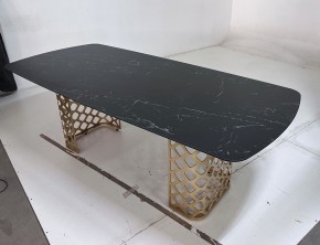Стол CHIAVARI 220 KL-116 Черный мрамор матовый, итальянская керамика / бронзовый, ®DISAUR в Новоуральске - novouralsk.ok-mebel.com | фото 6