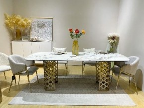 Стол CHIAVARI 220 KL-188 Контрастный мрамор матовый, итальянская керамика / Шампань, ®DISAUR в Новоуральске - novouralsk.ok-mebel.com | фото 2