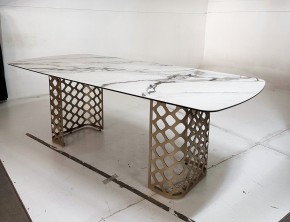 Стол CHIAVARI 220 KL-188 Контрастный мрамор матовый, итальянская керамика / Шампань, ®DISAUR в Новоуральске - novouralsk.ok-mebel.com | фото 6
