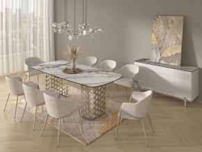 Стол CHIAVARI 220 KL-188 Контрастный мрамор матовый, итальянская керамика / Шампань, ®DISAUR в Новоуральске - novouralsk.ok-mebel.com | фото 9