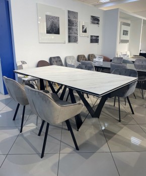 Стол RIETI 200 KL-99 Белый мрамор матовый, итальянская керамика / черный каркас, ®DISAUR в Новоуральске - novouralsk.ok-mebel.com | фото 3