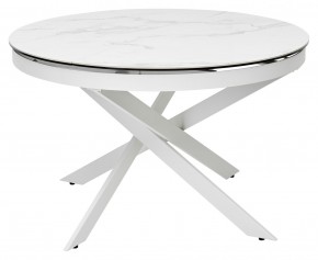 Стол TRENTO 120 HIGH GLOSS STATUARIO Белый мрамор глянцевый, керамика/ белый каркас, ®DISAUR в Новоуральске - novouralsk.ok-mebel.com | фото 2