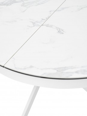 Стол TRENTO 120 HIGH GLOSS STATUARIO Белый мрамор глянцевый, керамика/ белый каркас, ®DISAUR в Новоуральске - novouralsk.ok-mebel.com | фото 4